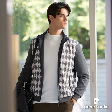 pierre cardin 皮爾卡登 男款 都會休閒立領薄針織夾克外套-灰色(5235604-96)