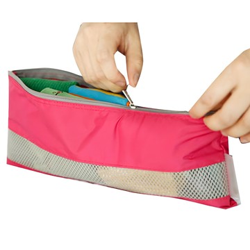 E.City 旅行視窗內衣褲襪小物線材收納袋 25g 玫色  1個