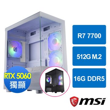 微星B650平台[邢火鋼彈]R7 7700 MPK/16G/RTX 5060/512G_M2