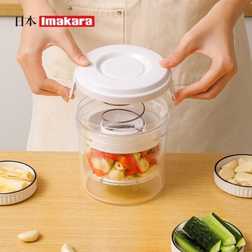日本Imakara 家用按壓式醃菜罐/食品醃漬器-1300ml