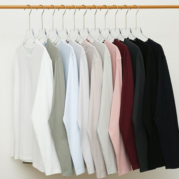 230克秋季新疆精梳全棉重磅圓領純色長袖男t恤寬松打底衫壹件代發鑫弘-衣錦男裝