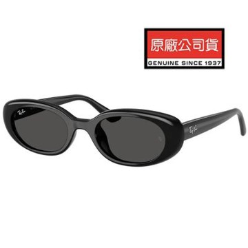 【RayBan 雷朋】亞洲版 復古橢圓太陽眼鏡 RB4441D 667787 黑框深灰鏡片 公司貨(加贈RAYBAN眼鏡掛袋)