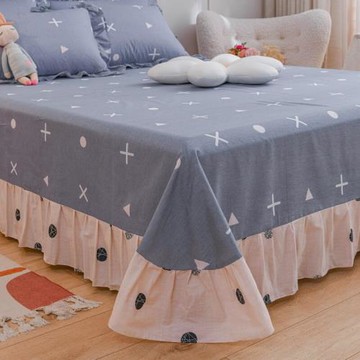 100%全棉花邊床單單件純棉雙人1.8m床裙款床罩墊單枕套三件套被單