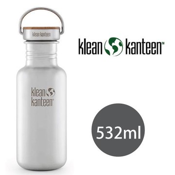 【美國Klean Kanteen】不鏽鋼瓶532ml_霧面鋼(竹片鋼蓋)