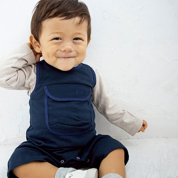 日本Alohaloha 挖背工裝連身衣 Solid Line (4色) - 深藍