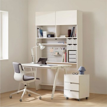 【iloom 怡倫家居】ROY 1200型 6層收納書桌組-含LED燈+上方門板 書桌 桌子 工作桌 辦公桌