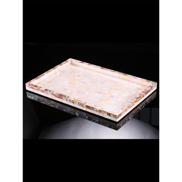 歐式宮廷風長方形白色貝殼托盤水果盤茶盤收納盤洗手間用防水單層