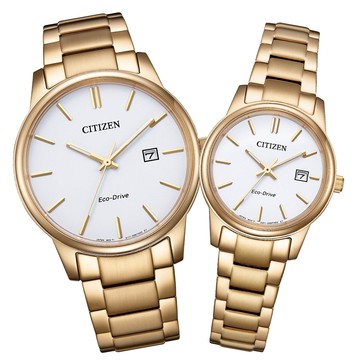 CITIZEN星辰 PAIR系列 光動能時尚對錶 (BM6973-97A+EW2313-93A)