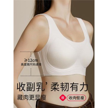 秋冬款磨毛內衣女大胸顯小固定杯防下垂無痕收副乳無鋼圈背心文胸