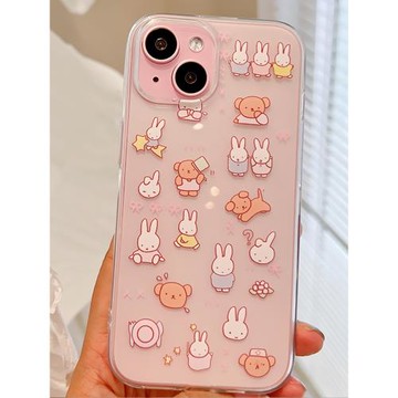 ins風可愛狗狗小兔子適用于蘋果13/14/15/16proMax趣味少女卡通手機軟殼iPhone11/12MINI透明16plus