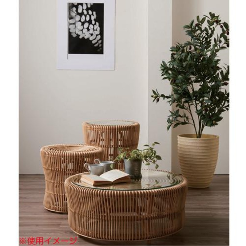 アジア工房☆ センターテーブル ラタン製 円型 ガラス天板 楽天市場