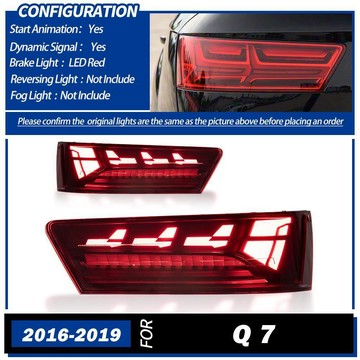 (質量保固）適用于16-19款奧迪Q7尾燈總成改裝動態LED后尾燈行車燈流水轉向燈