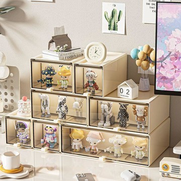 免運⭐公仔展示盒 透明收納盒 模型展示盒 盲盒手辦多層收納盒 階梯式收納盒 穀娃娃周邊可疊加防塵收納盒 桌面整理潮玩架