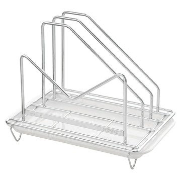 DAY&DAY 桌上型刀柄砧板鍋蓋架 附3061-30滴水盤 304不鏽鋼  銀色 + 白色  1個