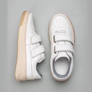 歐陽娜娜同款ance笑臉真皮厚底魔術貼小白鞋女春秋學生百搭板鞋潮