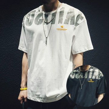 潮流英文印花圓領t恤 (m-4xl)