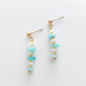 Aiyana 天然天河石 淡水珍珠 復古系列 耳環 - 耳針/耳夾