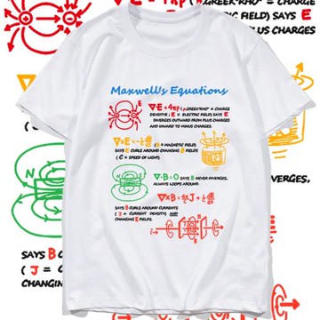 Maxwell麥克斯韋方程組T恤電磁物理公式理科純棉男女染印純棉短袖