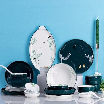 半物生活北歐輕奢碟子菜盤組合套裝家用陶瓷2021新款創意骨盤