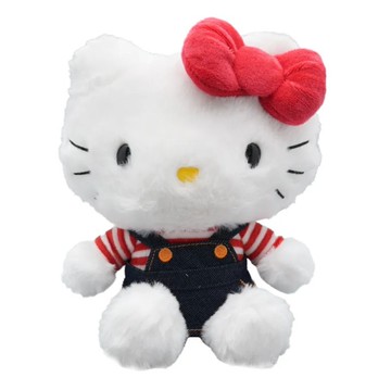 【震撼精品百貨】Hello Kitty 凱蒂貓~日本SANRIO三麗鷗 KITTY8吋絨毛玩偶娃娃-單寧吊帶裙*16133