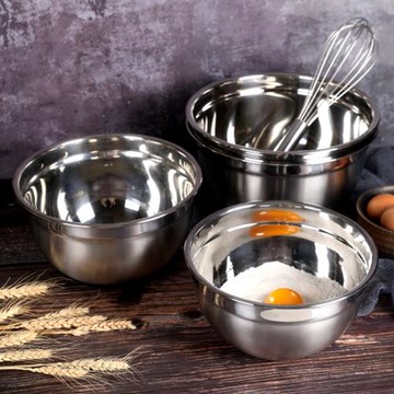 加厚加深不銹鋼防滑烘焙打蛋盆硅膠底色拉盆直徑20cm刮刀烘焙工具