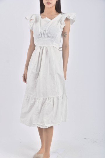 (S) todayful質感露背收腰白色洋裝