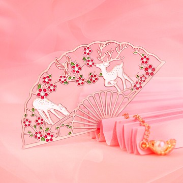 精致鏤空黃銅金屬藝術書簽林間小鹿 簡約文藝精美創意唯美紀念品 古典小清新卡通禮物可愛小禮品學生用