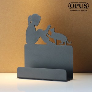 OPUS 歐式鐵藝名片座/名片架/商務名片盒(閱讀女孩_黑)