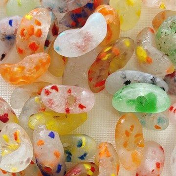 拾悦手作材料/粗獷不完美隨機不挑選/約22-33mm左右混色中間孔元寶碎碎冰飄花非洲琉璃/串珠編繩DIY半成品台灣現貨出