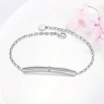 【Majalica】十字架手鍊．925純銀．滿鑽｜客製刻字