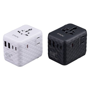PX 45W瓦 氮化鎵萬國充 萬國充電頭 萬國轉接頭 Type C USB 旅行 旅遊 韓國澳洲歐洲 (WTA-4523B/W)