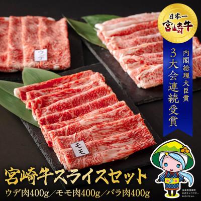 ふるさと納税 美郷町 宮崎牛 ウデスライスモモスライスバラスライス 合計1.2kg(美郷町)