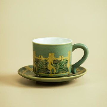 三星堆文創藝術咖啡杯茶杯辦公室水杯陶瓷馬克杯子帶杯碟商務禮品