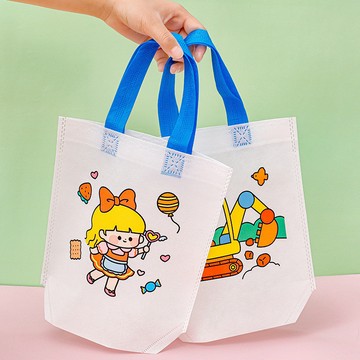 現貨 當天發貨 隔日到貨 兒童手工DIY繪畵塗鴉袋 幼兒園禮品卡通無紡布畵畵填色手提布袋EE71