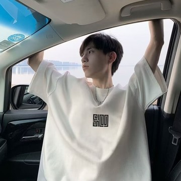 夏季短t 潮T 大尺碼 情侶裝t恤 大學短t 班服 男生衣著 原宿風T恤男 印花T恤 短T男(LT420)【壹號站】