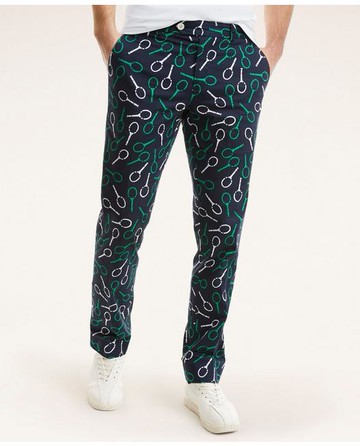 Brooks Brothers Men's Milano Slim-Fit Tennis Print Pants | Navy | Size 34 32