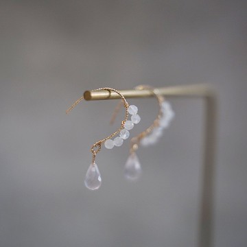 花好月圆 粉水晶月光石耳環耳釘