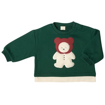 akachan honpo - 長袖休閒上衣-刷毛圖案-綠色