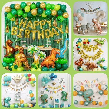 🌸可娜的夢想角落🌸現貨當天寄 【可愛恐龍套餐組】🌟生日派對佈置 派對氣球 寶寶周歲慶祝 鋁膜氣球 恐龍 氣球🌟