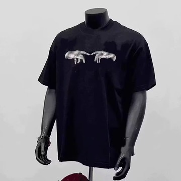 夏季精梳純棉男士潮流印花T恤 ins港風寬鬆圓領復古原宿風短袖上衣 大學短T 純棉上衣 短T男（KJ1841）【壹號站】