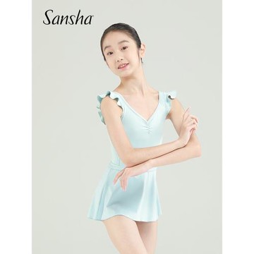 Sansha 法國三沙舞蹈連體服女 飛袖大背芭蕾舞練功服高胯基訓服