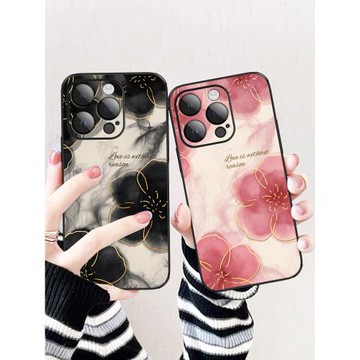 水墨山茶花適用蘋果16promax手機殼15新款iPhone14pro創意13高級x女7plus氣質8超薄11防摔xs max小眾12復古15