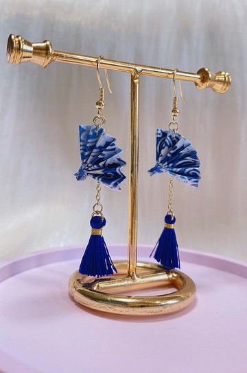 日系風純銀紙扇耳環