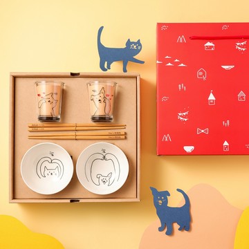 【Mao's 樂陶陶 x 李瑾倫】愛貓愛狗雙碗玻璃杯禮盒組