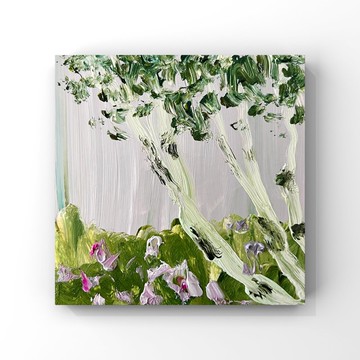 樺樹畫 樺樹 原創藝術 野花 盛開 藝術 女孩 房間裝飾