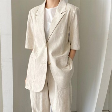 現貨+預購 西裝外套休閒西服-短袖純色氣質寬鬆女外套74ke14【獨家進口】【米蘭精品】