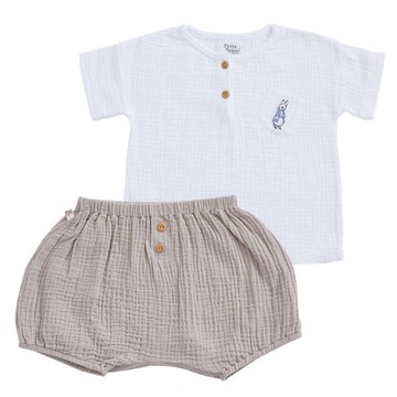 四季系列-彩色比得純棉紗布短袖套裝