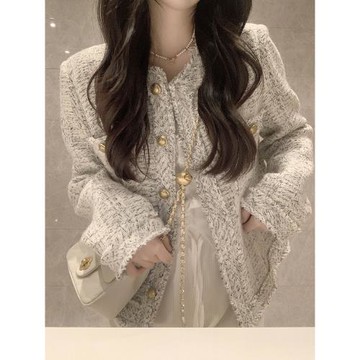 法式名媛小香風外套女秋冬2025新款小個子高級加厚夾棉短款上衣