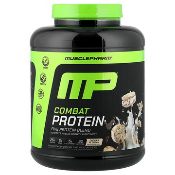 MusclePharm, Combat® 蛋白質，曲奇奶油味，4.2 磅（1.9 千克）