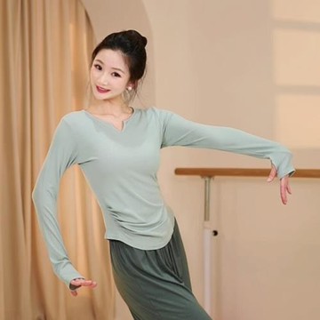 舞蹈服成人女上衣形體修身長袖舞蹈生日常穿搭現代訓練新款中國